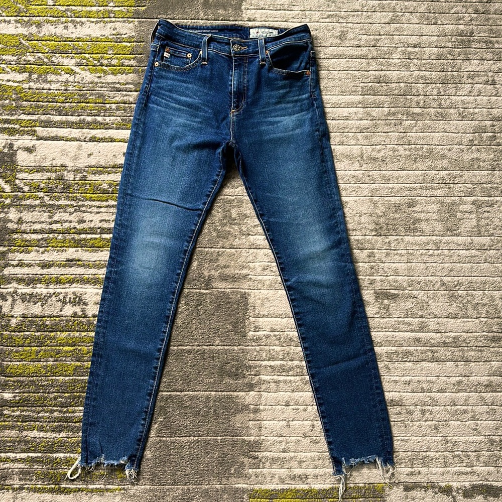 NWOT Adriano Goldschmied High-Rise Farrah Skinny Ankle Jeans Raw Hem Med Wash 27